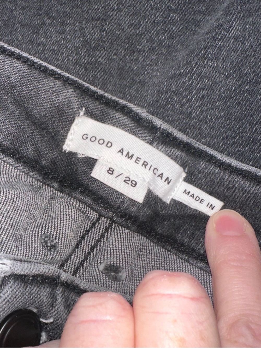 Good American Black Denim Front Slit Midi Denim Skirt, size 8/29 - Picture 4 of 5